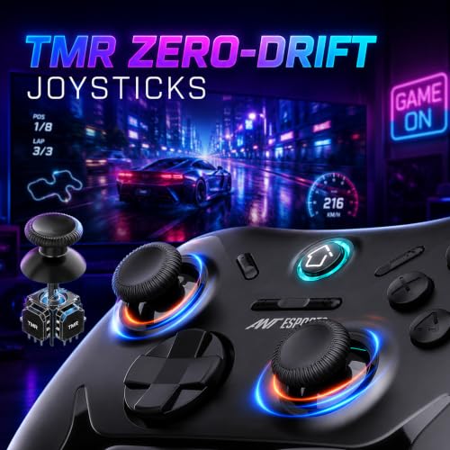 Image of Ant Esports ULTRANOVA Tri-Mode Wireless Gamepad with Drift Free TMR Joysticks & Triggers, Charging Dock, 1000Hz Polling, Turbo, Macro, Bluetooth, 2.4GHz, USB-C, PC, Switch, Android, iOS, PS4