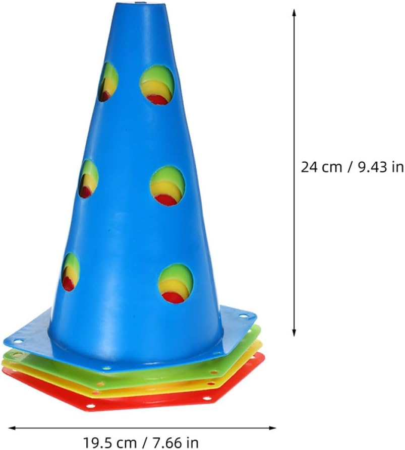 Cabilock 12pcs Soccer Training Cones Set, Plastic Agility Markers for Football Drills, Multi-Color (Yellow, Red, Blue, Green), Sports Field Obstacle for Indoor Outdoor Use
