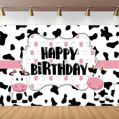 Fondo de fotografía con temática de Vaca, Pancarta de Feliz cumpleaños para Fiesta temática de Animales de Granja, póster de decoración de Interiores 250x180CM