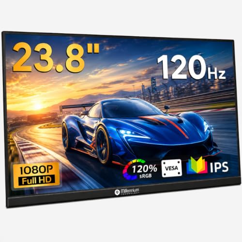 Image of 23.8 inch Gaming Portable Monitor with AMD FreeSync Tech, 120Hz FHD 1080P IPS, 1500:1 Contrast, 300 Nits, USB-C HDMI, VESA Mount, for MacBook /Laptop /PC