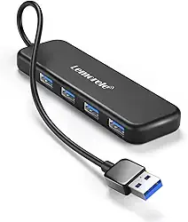 Lemorele Hub USB 3.0 de 4 portas, hub de dados USB fino e portátil com 4 portas USB, suporta velocidades de transferência de até 5Gbps, compatível com laptops, desktops, consoles de jogos e muito mais