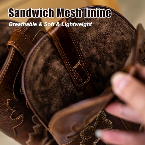 Cowboy Boots For Men Full Cowhide Leather Western Square Toe Mid-Calf Mid-Calf Pull on Classic Embroidered Boot4