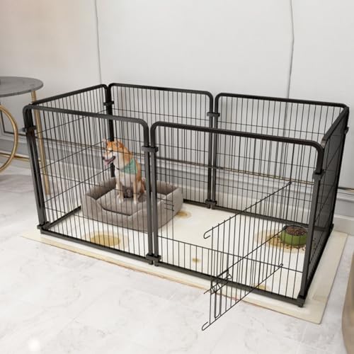 Deronderペットフェンス、犬 サークル ペットフェンス ペットケージ 犬 ゲージ 小中型犬用 スチール製 コンパクト 4/6枚組 高さ60/70/80cm 室内外兼用 折り畳み式 組立簡単 軽量 持ち運び便利 (長さ100 幅50 高さ50CM,ブラ