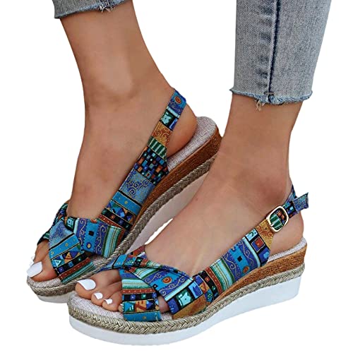 Womens Wedge Sandals Mid Heel Espadrilles Wedges Platform Sandals for Women Dressy Summer Comfortable Orthopedic Sandals Strappy Sandals for Women Walking Sandals Casual