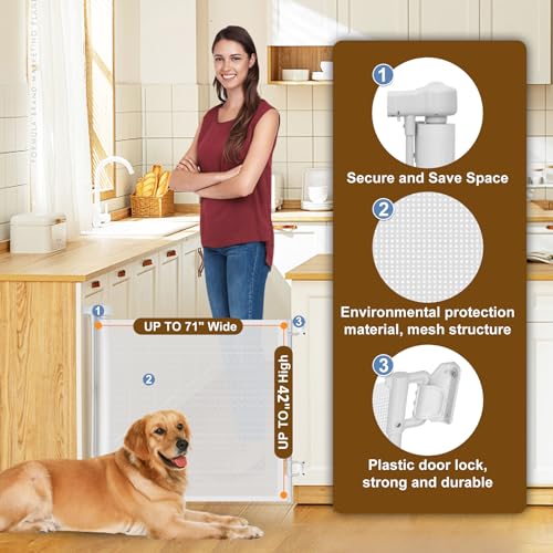 Upgrade-71-Retractable-Baby-Gate-for-Stairs42-Tall-Mesh-Baby-Gate-or-Mesh-Dog-Gate-6-Foot-Retractable-Baby-Gate-Child-Safety-Gate-for-Doorways-Stairs-Hallways-IndoorOutdoorWhite - Cucciolini Doodles   Upgrade-71-Retractable-Baby-Gate-for-Stairs42-Tall-Mesh-Baby-Gate-or-Mesh-Dog-Gate-6-Foot-Retractable-Baby-Gate-Child-Safety-Gate-for-Doorways-Stairs-Hallways-IndoorOutdoorWhite