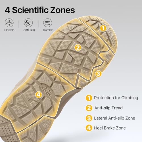 free soldier men39s durable work boots 6 inches lightweight waterproof hiking boots suede leather tactical bootstan 9