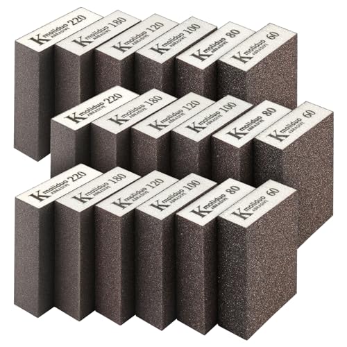 18 Stück Schleifschwamm, 60/80/100/120/180/220 Grob und Feinheiten der Schleifschwamm Holz, Nasse und Trockene Schleifblock für Holzbearbeitung Entgraten, Haushalt Schleifen, Bernstein Polieren