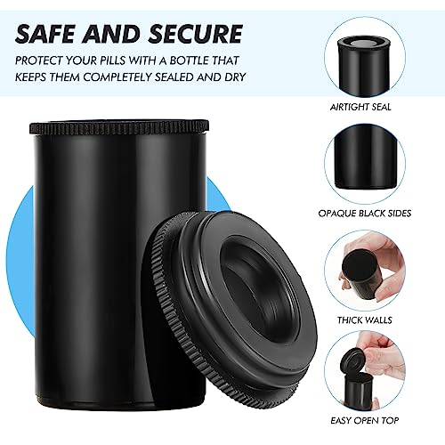 Image of JOVITEC 200 Pcs Plastic Film Canister Holder 35 mm Empty Camera Reel Containers Storage Containers Case with Lids for Small Accessories Fish Hook Film Beads(Black)