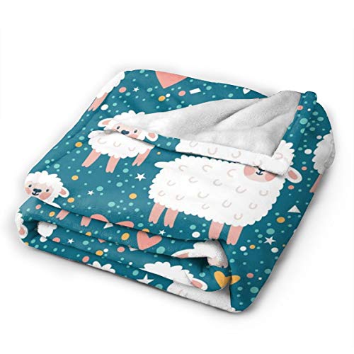 Abucaky Cute Sheep Fleece Throw Blanket Ultra Soft Cozy Decorative Flannel Blanket All Season For Home Couch Bed Chair Travel 80X60In #TOP1