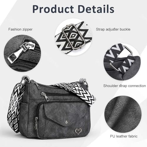 Image of PALAY Crossbody Bag for Women Nylon Shoulder Bags Floral Multi-Pocket Purse Sling Bag for Woman
