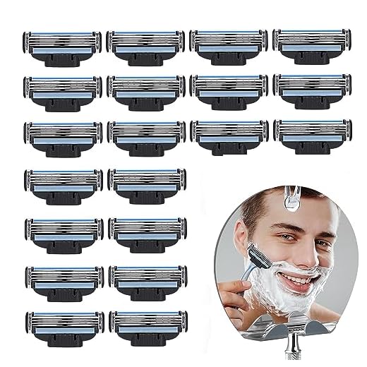 Mach3 Cuchillas Afeitar 20 Pcs Cuchillas Recambio Cuchillas Afeitar Hombre Cuchillas Manuales Profesionales 3 Blades Recargas Mach 3 Turbo Recambios