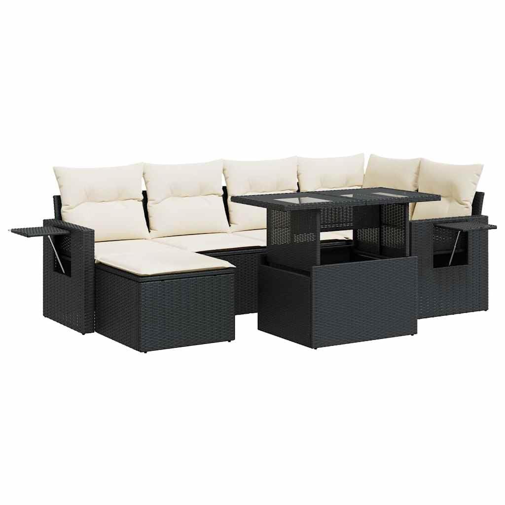 Pleciony rattan technorattan na taras zestaw 7 częściowy czarny