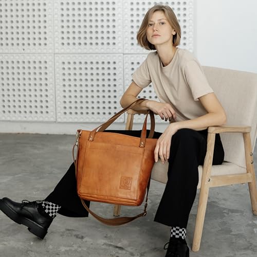 Bolso Tote grande de cuero genuino BERLINER BAGS Vintage miniatura 2