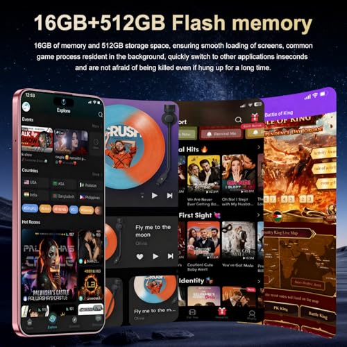 Image of Ecshock 17PM Unlocked Phone | Cell Phone Android 15.0 | 16+512GB Smartphone| 6.99 inch HD Display | Long Battery Life 7000mAh | 68+108MP Zoom Camera| Fingerprint Lock | with Dual SIM (Rose)