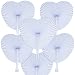 Pangda 24 Pack Folding Fans Paper Fans Heart Shaped Assortment with Plastic Handle for Wedding Favor Party Bag Filler, White
