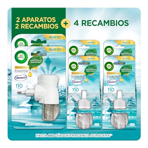 Air Wick Eléctrico Megapack - Ambientador, esencia para casa con aroma a Nenuco - 2 aparatos + 6 recambios
