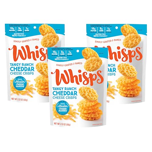 Whisps Cheese Crisps Tangy Ranch | Healthy Snacks | Keto Snack, Gluten Free, High Protein, Low Carb (2.12 Oz, 3 Packs) #TOP7