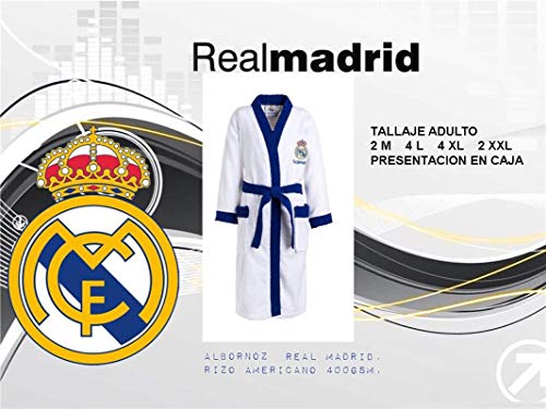 TEJIDOS EL MUNDO Albornoz Talla Adulto Real Madrid