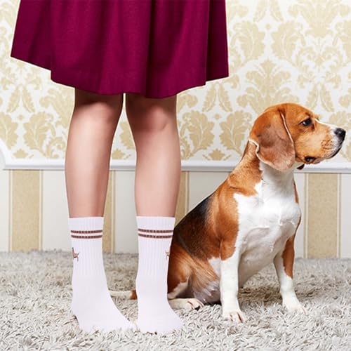 YANSYUN Dackel Socken Geschenk für Hundebesitzer Bestickte Dackel Crew-Socken 36-42 Tennissocken Sportsocken Hunde Motive Sneakersocken Hundesocken Lustige Dog Geschenkideen für Hundeliebhaber