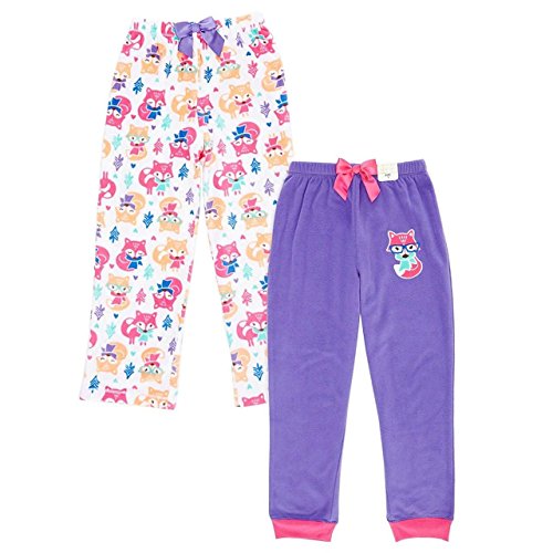 St Eve Girl's Microfleece Sleep Pant by Komar Kids, 2-Pack, Purple Fox, Size 12