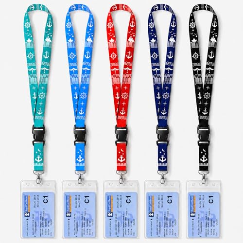 Avorast 5 Pack Cruise Lanyards for Ship Cards, Cruise Essentials 2026 for Carnival, Royal Caribbean, NCL, Lanyards for ID Badges with Detachable Buckle & Waterproof ID Badge Holders (Mix)