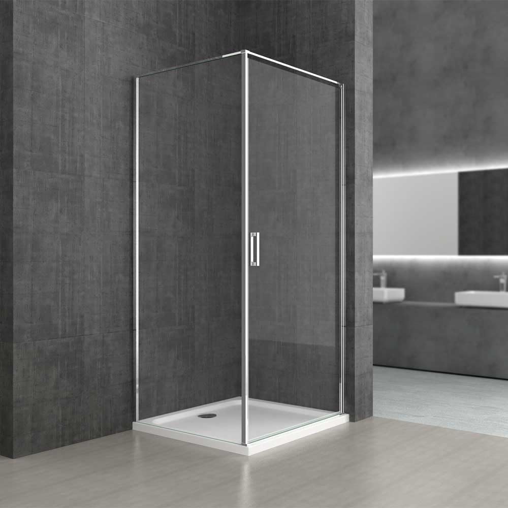 Db Durovin Bathrooms Clear Durovin Bathrooms 1000 X 1000Mm Corner Shower Enclosure Cubicle - Pivot Door Left Hand Side Handle