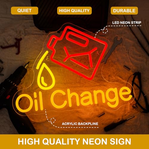 Image of Horseneon Oil Change Neon Sign Check Engine Neon Sign Garage Neon Sign Car Led Lights for Man Cave Wall Art Dimmable Garage Decor for Auto Room Workshop Garage Gas Station Gift