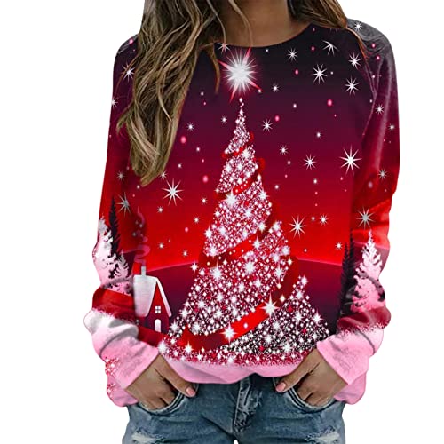 LOSSLO Weihnachtspullover Damen Lustige Weihnachten Damen Pullover...