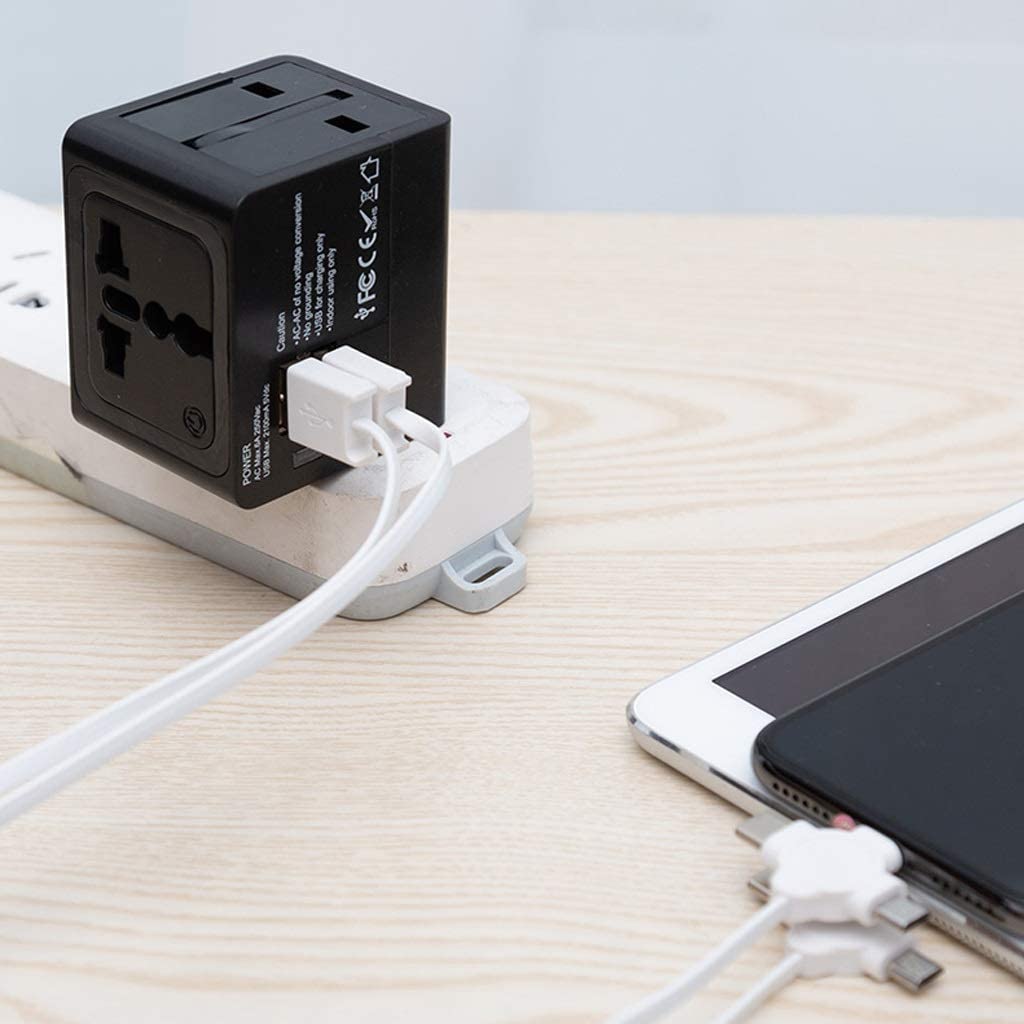 Adaptador de Corriente Internacional con Doble USB Adaptador de Corriente Universal Adaptador de Enchufe de Viaje Internacional Mundial para EE. UU. UE Reino Unido AUS