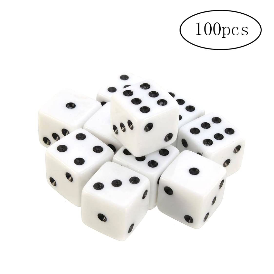 100 Pezzi da Dadi Bianchi da 8 mm Set di Dadi Bianchi con Punti Neri cubi da Gioco da Date a 6 da Faccia a 6 Lati per Le Forniture per Le Forniture per Feste