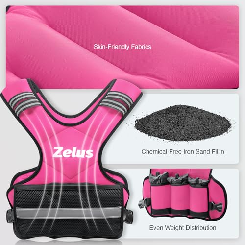 Image of ZELUS Weighted Vest for Men and Women | 4-10lb /11-20lb /20-32lb Vest with 6 Ironsand Weights for Home Workouts | Adjustable Body Weight Vest Exercise Set for Cardio and Strength Training