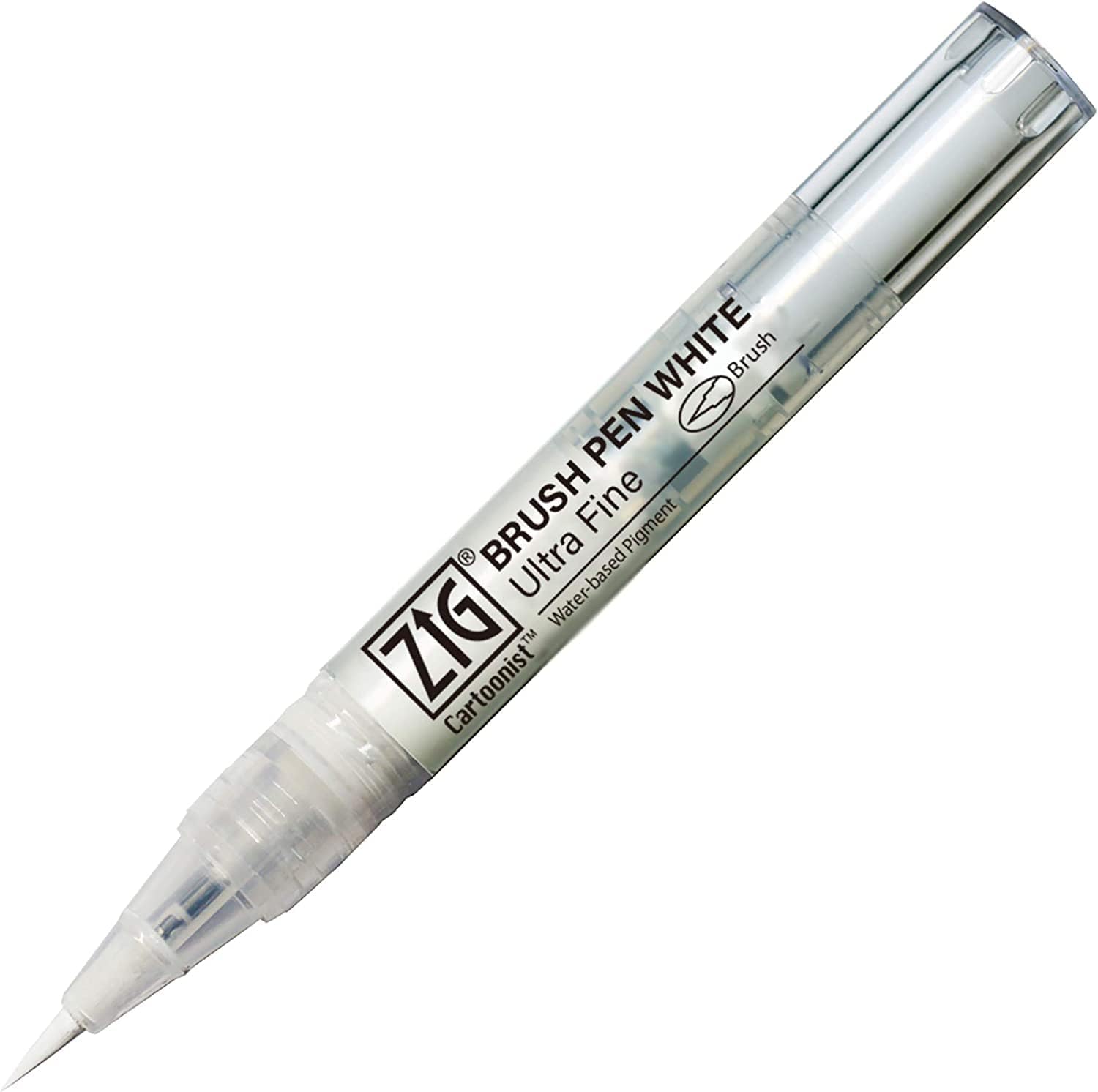 Zig KURETAKE Cartoonist White Brush Pen Ultra Fine Tip,for Lettering calligraphy illustration manga Artwork,writing Sketching,outlining ideal for Professional Artists.AP-Certified Japan