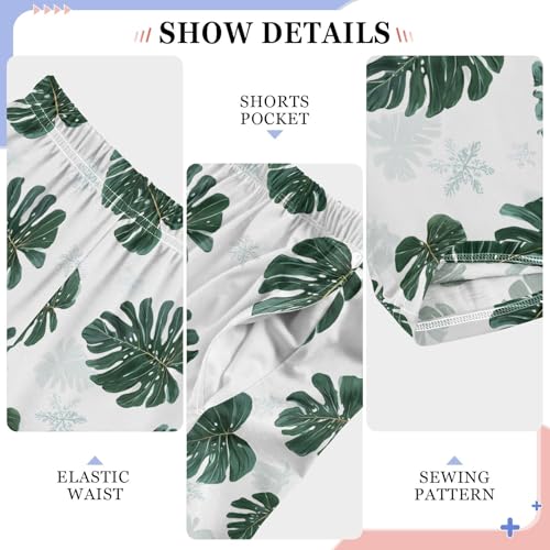 Pajama Pants Lounge Sleep PJ Bottoms Sleepwear Elastic Waist Drawstring S Monstera Leaf4