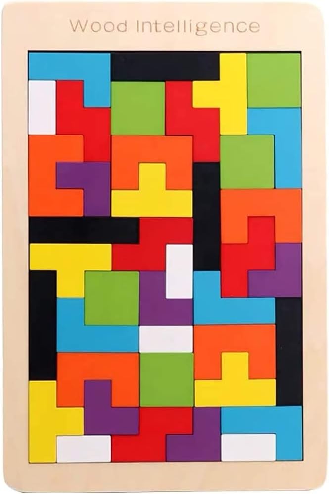 Wooden Puzzles Brain Teasers Toy Colorful Jigsaw Game Wood Montessori Intelligence STEM Educational Gift for Baby Toddlers Kids 3 4 5 6 7 Years Old Boys Girls 40 Pcs