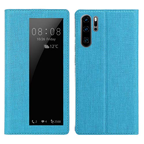 Simicoo Huawei P30 Pro Flip Leather Wallet Case Holster Stand Magnetic View Window Sleep Wake Up Smart Cover Silicone TPU Shockproof Case for Huawei P30 Pro (Blue, P30 Pro)