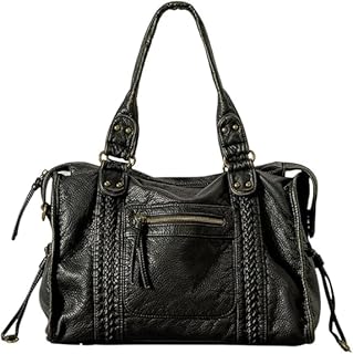 JOLLQUE Rivet Crossbody Bag for Women,Large Retro Washed Leather Handbag Purse,Vintage Y2K Summer Hobo Shoulder Work Bags