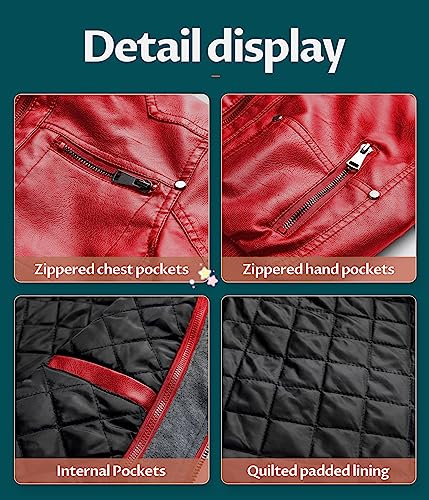Image of Boy's Faux Leather Jacket Windproof Warm Winter Coat Kids Bomber Outerwear Waterproof PU Motorcycle Jacket