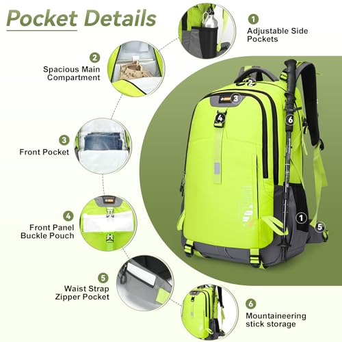 Mochila de Senderismo 50L para Hombre y Mujer Resistente al Agua miniatura 3