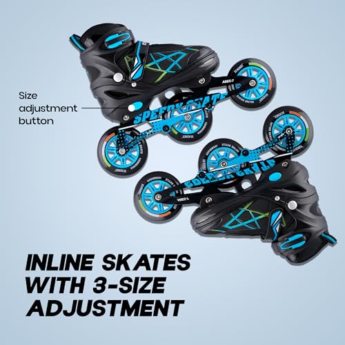 Image of Konex 3 Wheel Inline Skates for Kids | Adjustable PU Wheels & Durable | Trusty - Size L (35-38) Blue