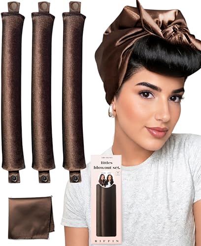 Littles Heatless Curls Overnight Rods - Upgraded Directional Grip Velvet Heatless Hair Curler to Sleep in No Heat Heatless Curling Flexi Rods Foam Hair Rollers for Blowout Look Long & Short Hair