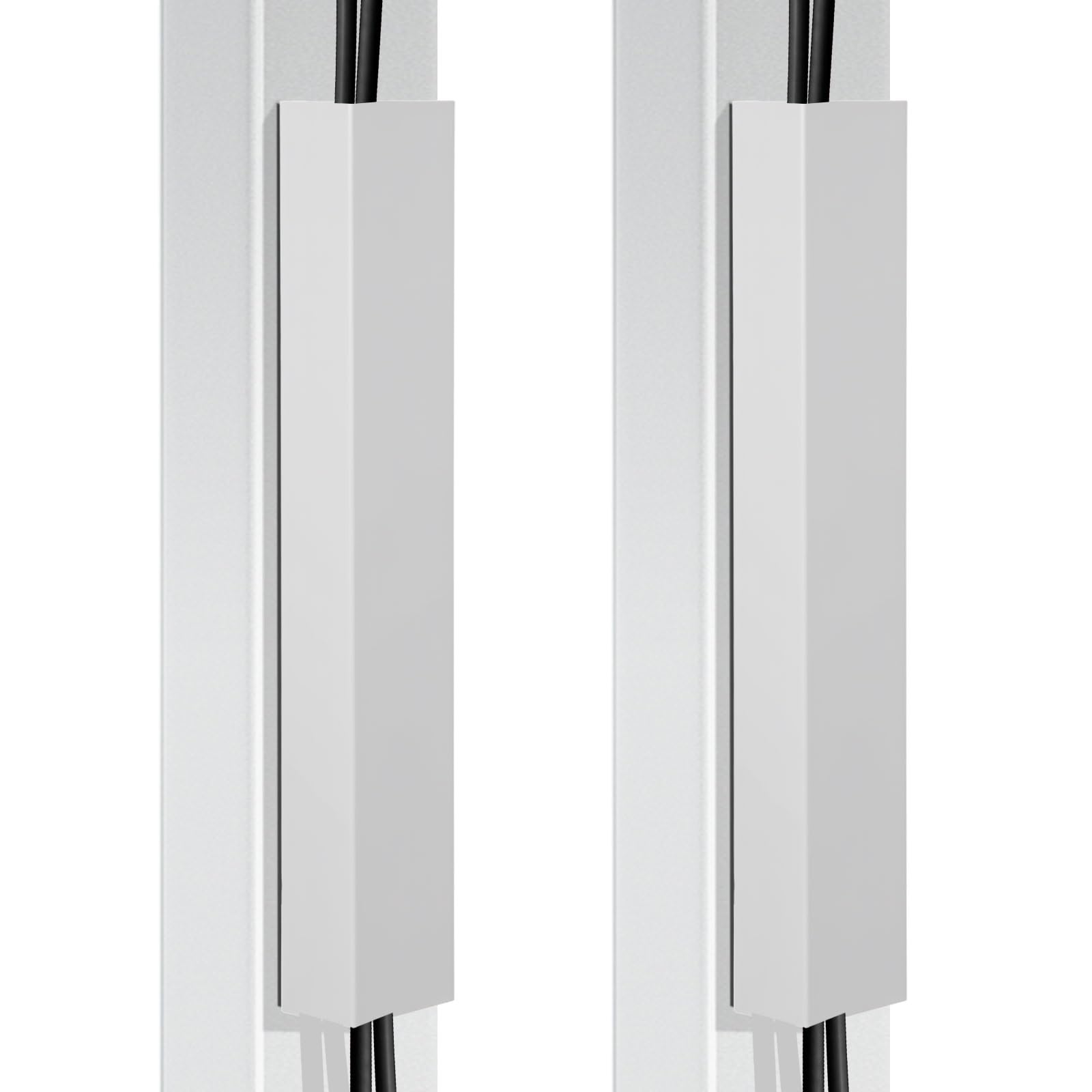 Blulu Lot de 2 caches de câbles magnétiques en acier de 35,6 cm pour pieds de bureau verticaux, sans perçage, pour la maison et le bureau (blanc)