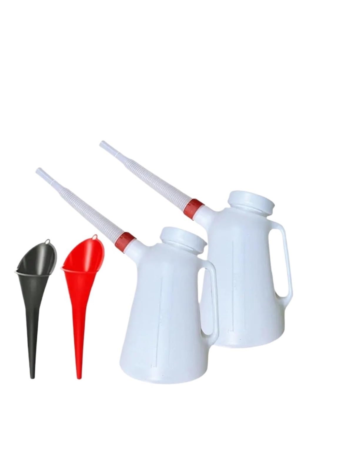 Zapasowy zbiornik na olej Kanister na benzynę Pojemnik do odmierzania oleju ze skalą. Zestaw lejka do oleju o pojemności 5 l z nakrętką i pojemnikiem na olej(2 Jug 2 Funnel)