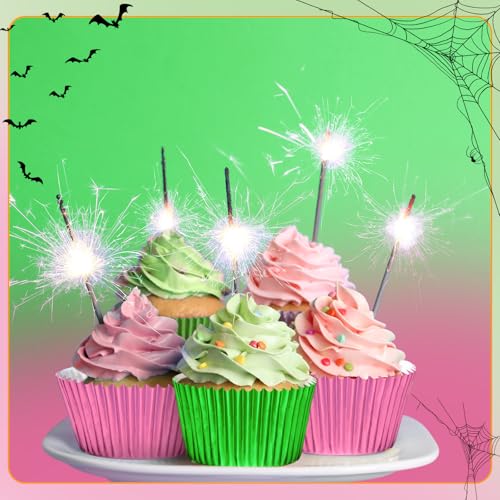 Image of Vesici 200 Count Pink and Green Foil Cupcake Liners, Standard Baking Cups