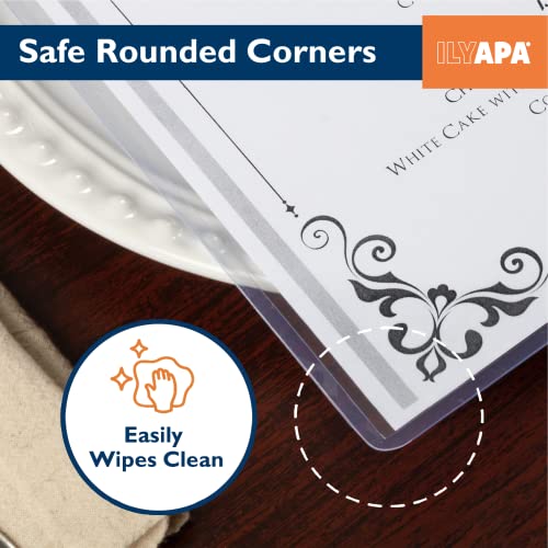 Image of Ilyapa Clear Menu Covers, 8.5x11 Inch - 30 Pack, Black, 2-View Single Page