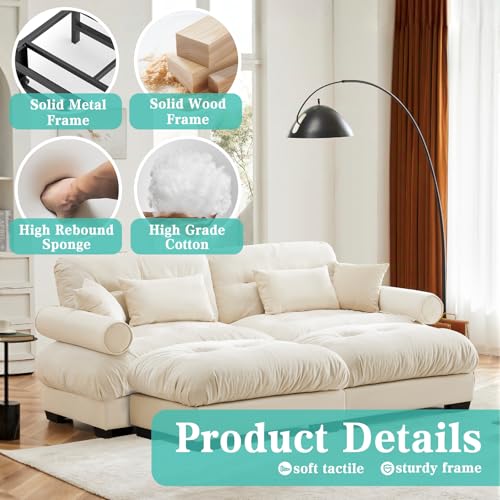 Image of SoarFlash Modern Sofa Couches for Living Room, Small Sectional Sofa Set with Reversible Chaise, Sleeper Sofas and Modular Couch Function, Suitable for Small Spaces in Apartment, Beige