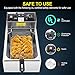 Deep Fryer for the Home with Basket and Lid, 1500W Electric Fryer with Temperature Control, Stainless Steel Countertop Oil Fryer for French Fries, Chicken, Fish, Donuts, Wings - 6.34QT/6L