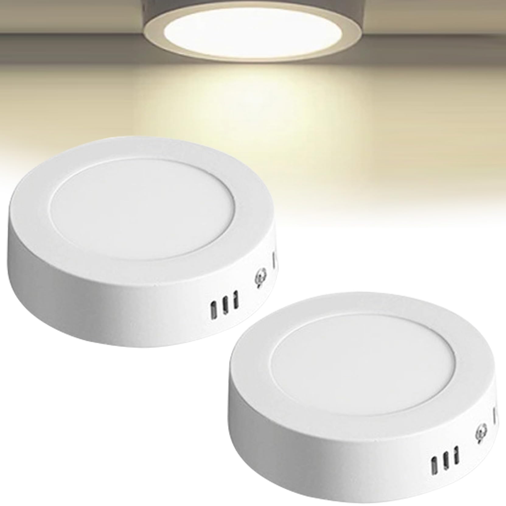 HLASMSPE 6W LED Surface Mount Ceiling Lights, Ultra Thin 4.33Inch 4000K Natural White Round Recessed Spot Light Hardwire Downlight for Kitchen Hallway Bedroom, 2 Pack