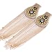2 pcs Long Tassel Vintage Epaulet Handmade Chain Shoulder Brooch Unisex for Ceremony Performance (Gold)