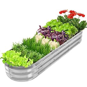 GADI Raised Garden Bed Kit for Vegetables Flower Galvanized Metal Planter Boxs Designed for Easy DIY and Cleaning Not Twist Or Rot Silver