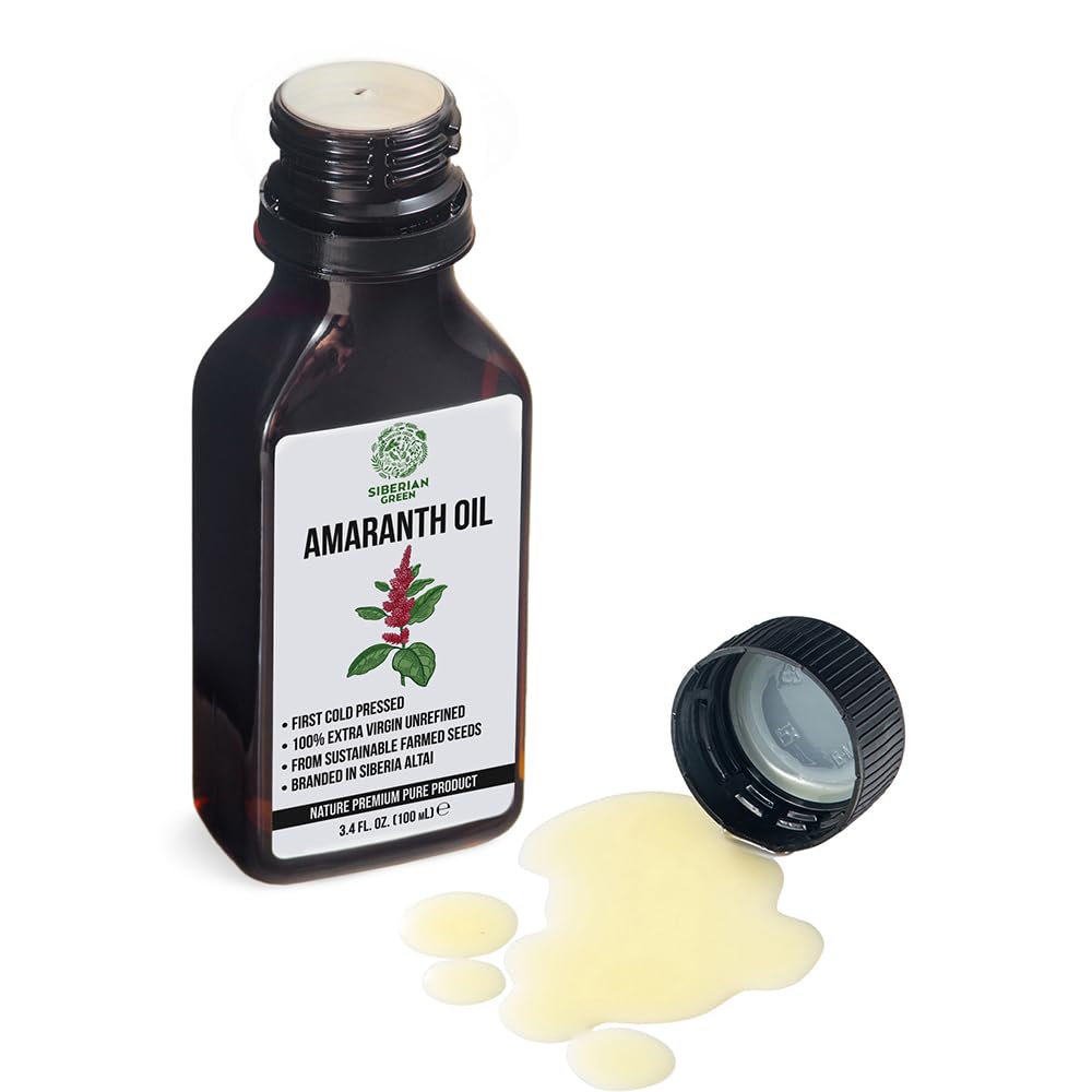 Olio Amaranto Siberiano | Naturale Extra Vergine Pressato a freddo 100 ml / 3,4 fl oz | Non raffinato grezzo Vegano No-GMO | Squalene esclusivo